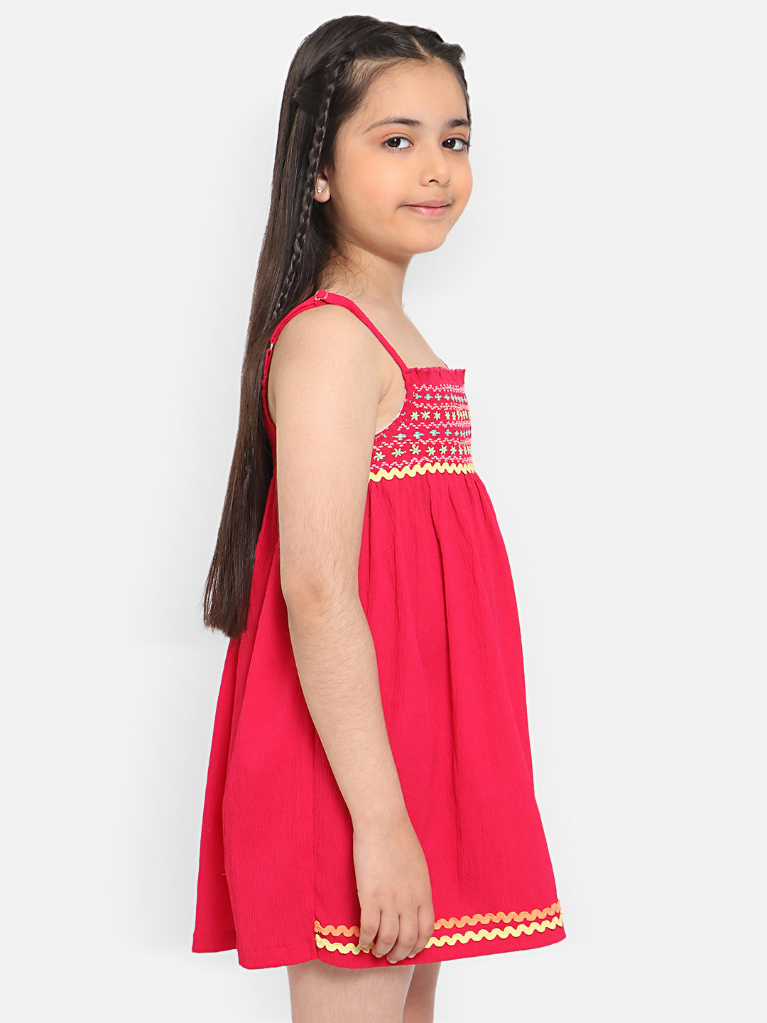 Nautinati Girls Embroidered Smocked A-Line Dress