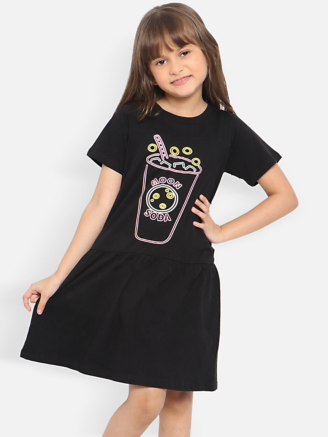 Nautinati Girls Graphic Printed A-Line Dress