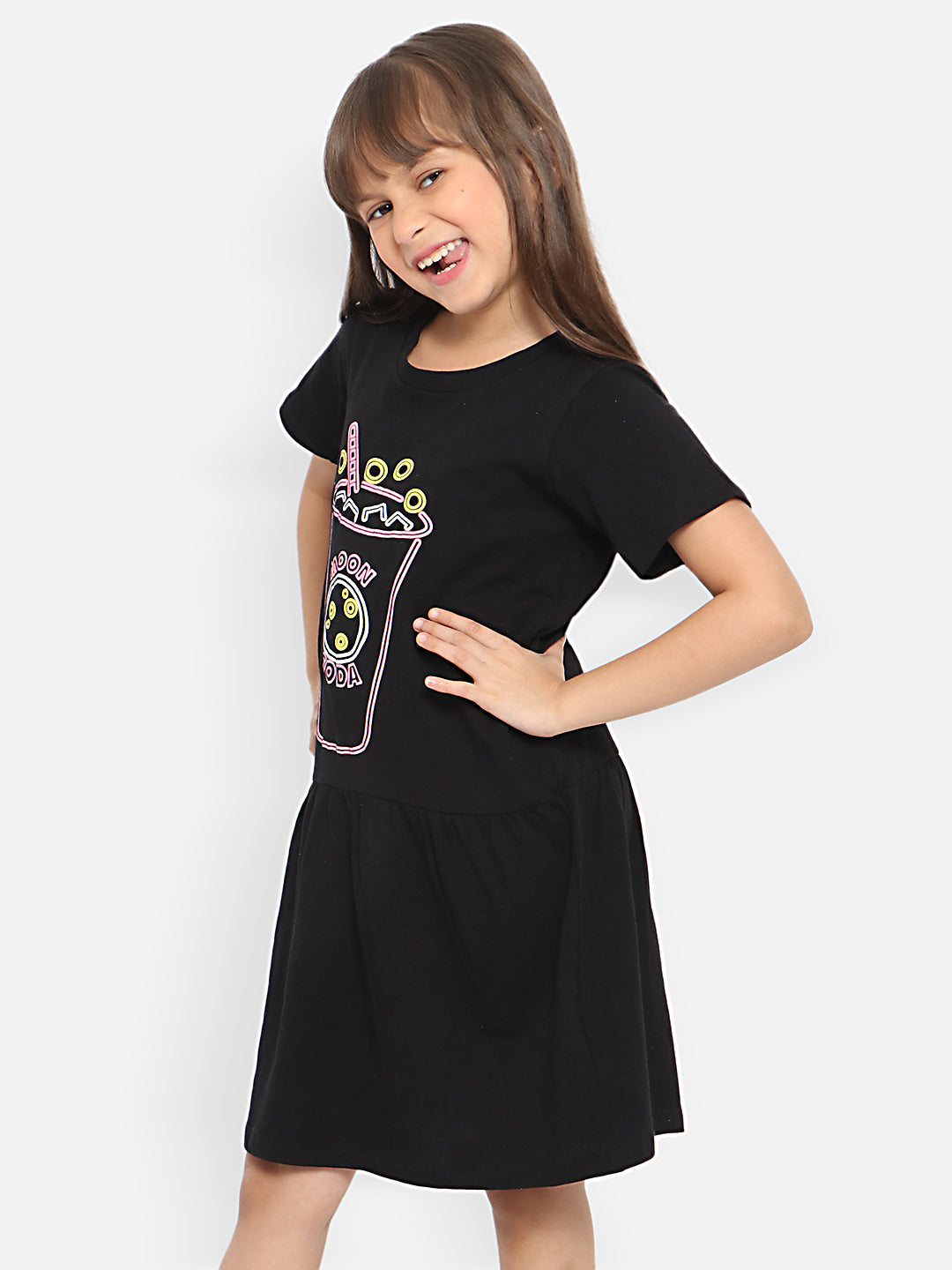 Nautinati Girls Graphic Printed A-Line Dress