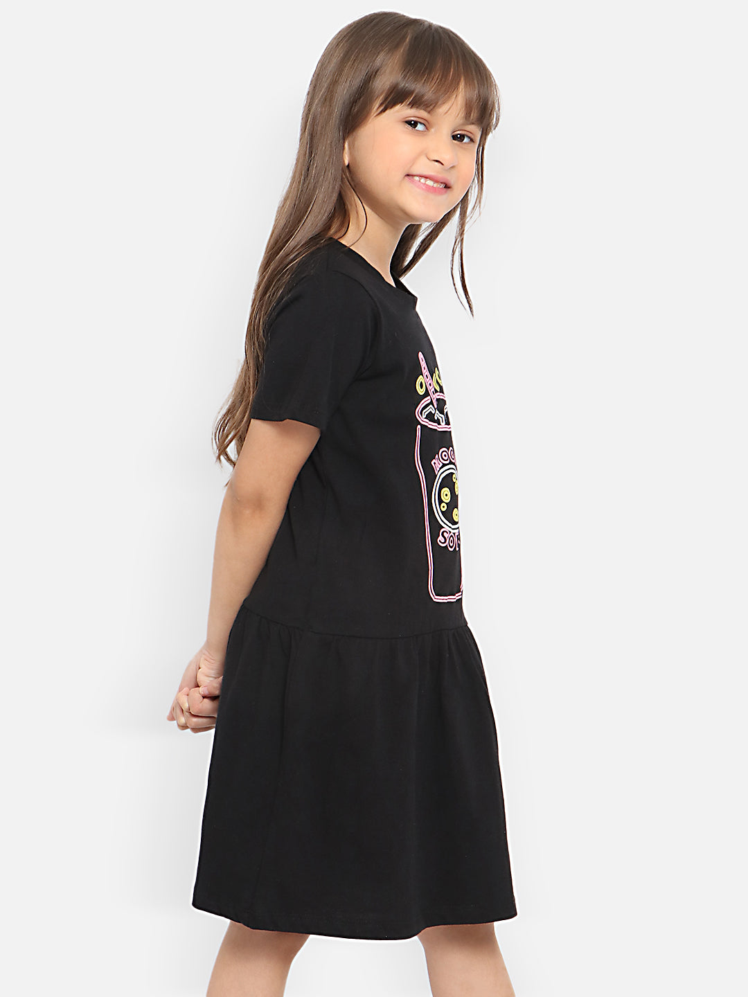 Nautinati Girls Graphic Printed A-Line Dress