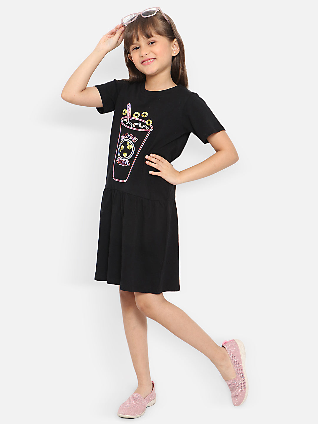 Nautinati Girls Graphic Printed A-Line Dress