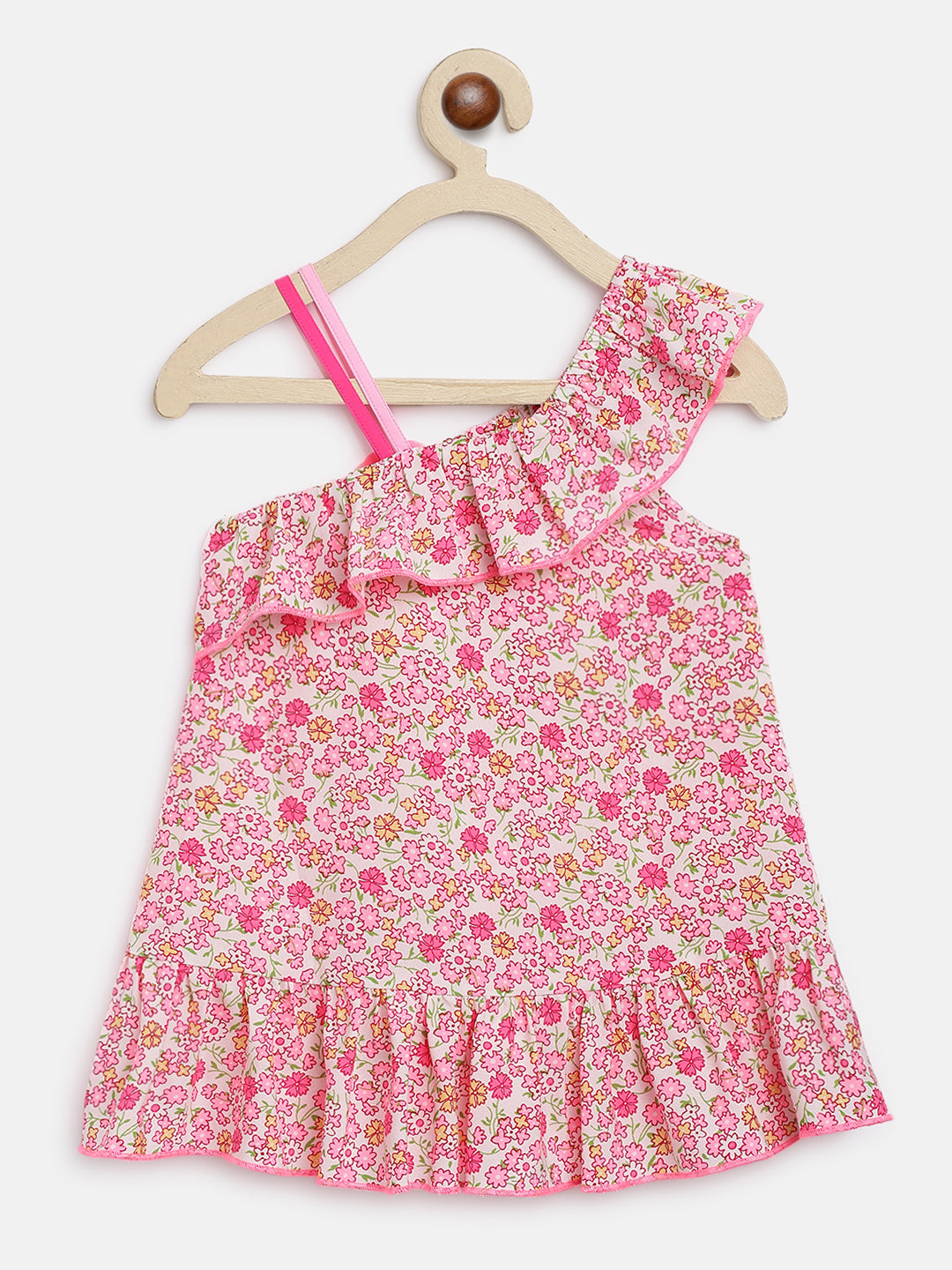 Nautinati Girls Floral Printed Crepe A-Line Dress