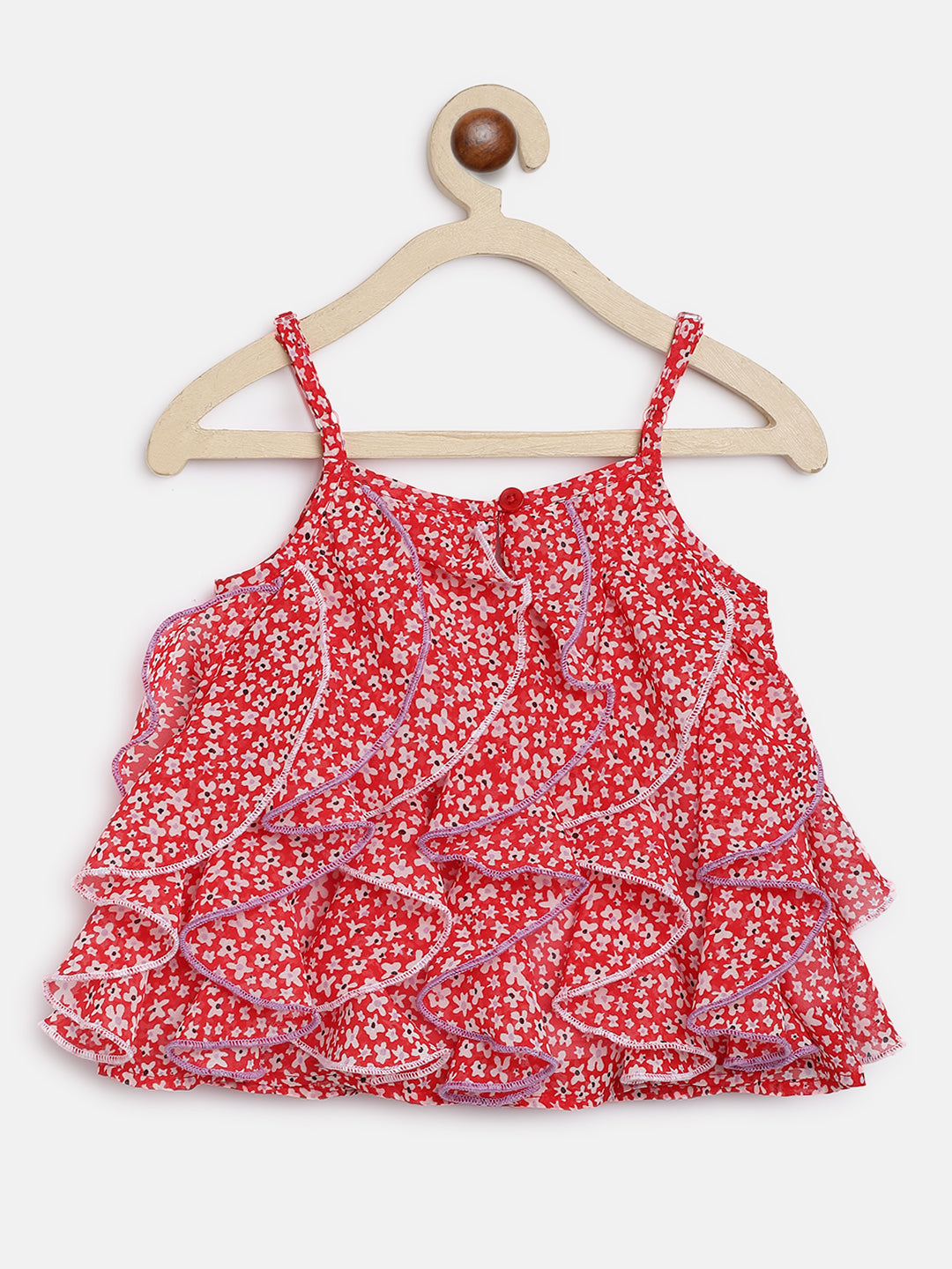 Nautinati Girls Printed Ruffled Top With Shorts