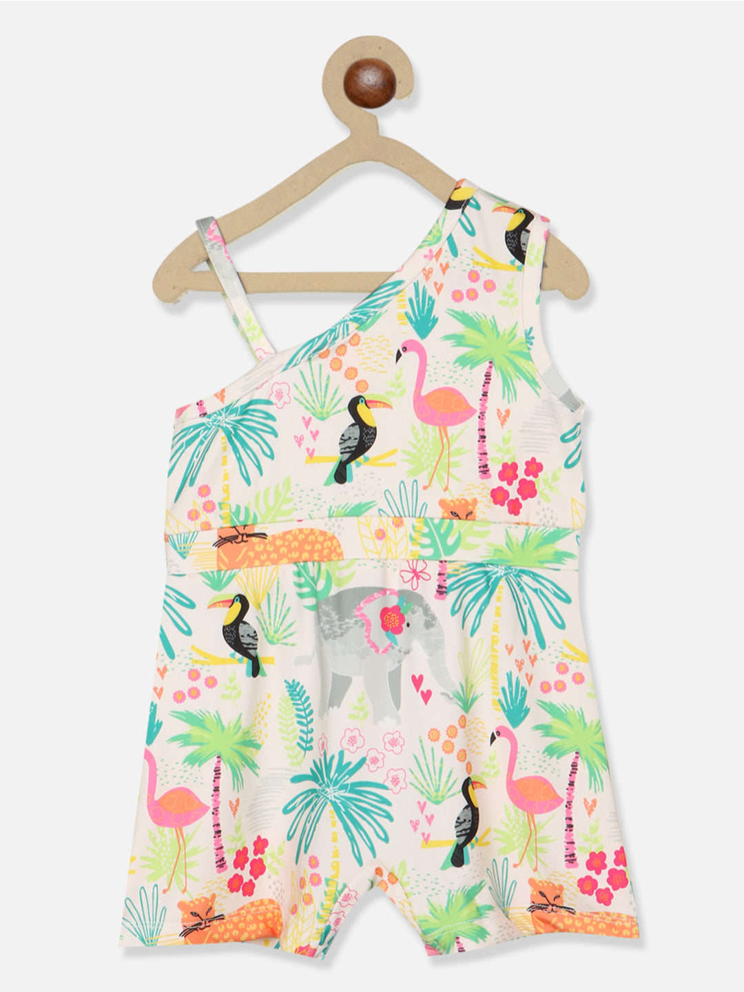 Nautinati Girls Printed One Shoulder Jumpsuit