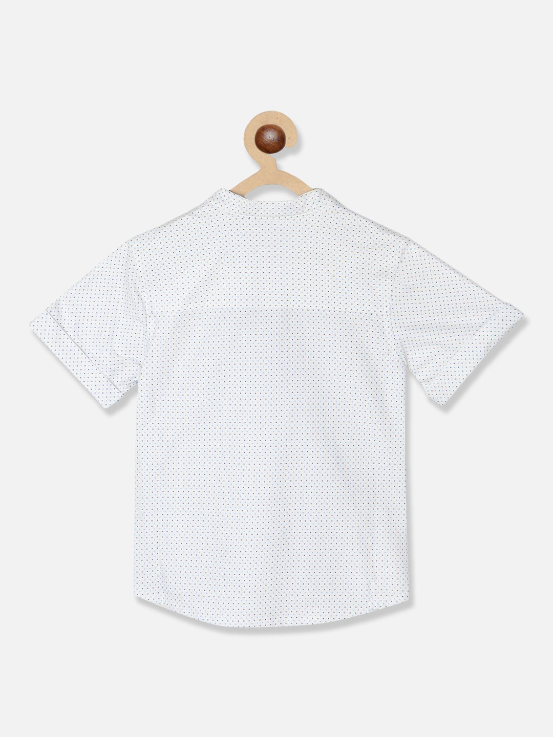 Nautinati Boys Standard Polka Dots Printed Band Collar Pure Cotton Casual Shirt