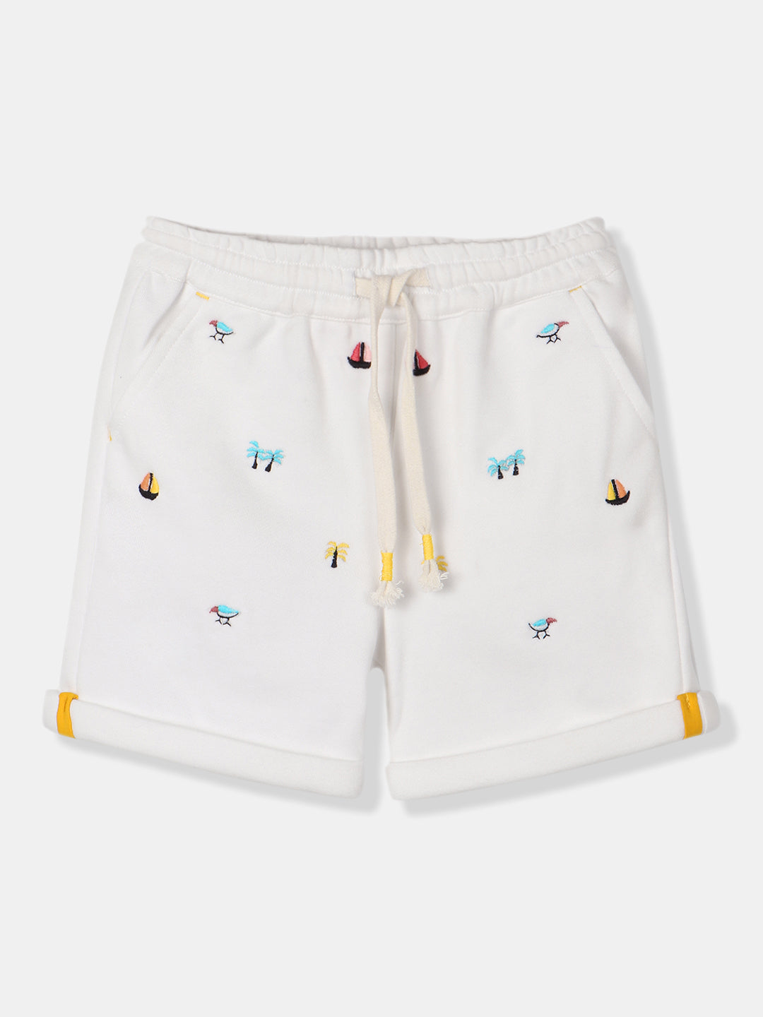 Nautinati Boys Conversational Embroidered Pure Cotton Shorts