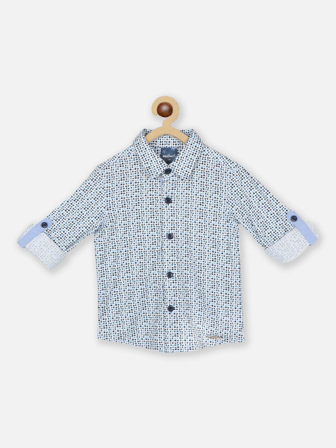 Nautinati Boys Standard Opaque Geometric Printed Pure Cotton Casual Shirt