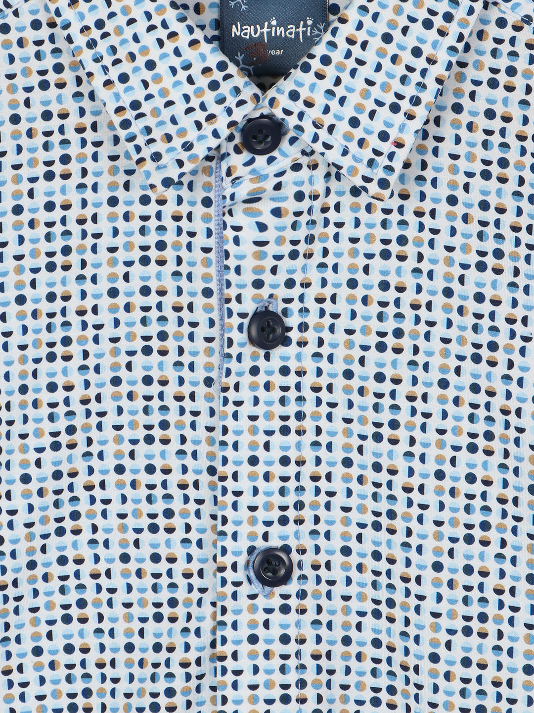 Nautinati Boys Standard Opaque Geometric Printed Pure Cotton Casual Shirt
