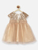 Nautinati Girls Golden Embellished Sleeveless Polyester Dress