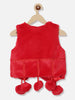 Nautinati Girls Red Solid Sleeveless Polyester Shrug