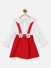 Nautinati Girls White-Red Solid Long Sleeve Polyester Set