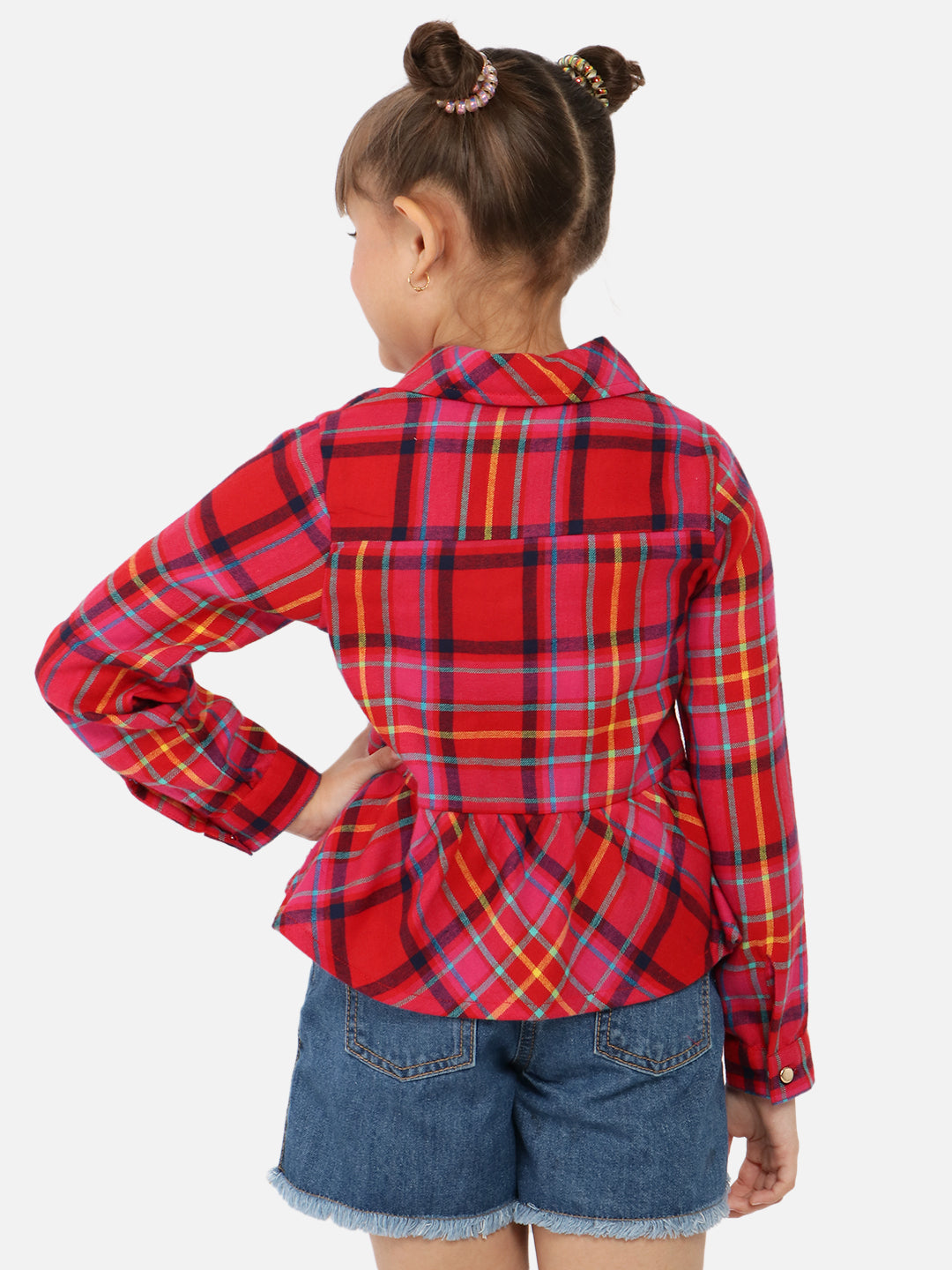 Nautinati Girls Tartan Opaque Checked Standard Casual Shirt