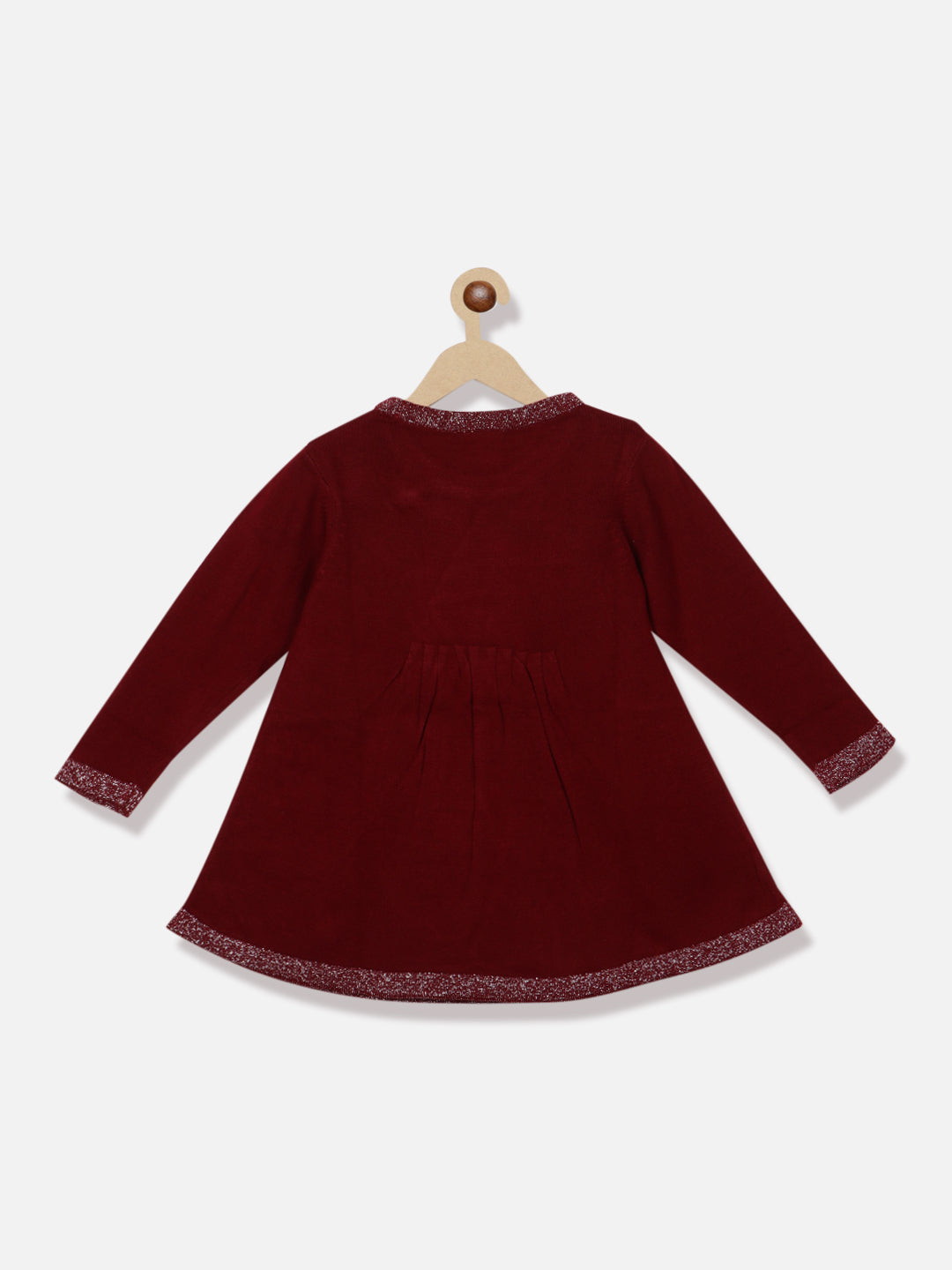 Nautinati Girls Maroon Jacquard Long Sleeve Acrylic Sweater