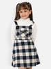 Nautinati Girls Checked Pure Cotton Pinafore Dress With High Neck Top