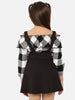 Nautinati Girls Checked Off-Shoulder Fit Flare Mini Dress