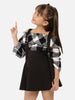 Nautinati Girls Checked Off-Shoulder Fit Flare Mini Dress
