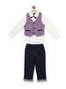 Nautinati Boys Self-Design Pure Cotton 4-Piece Single-Breasted Suit