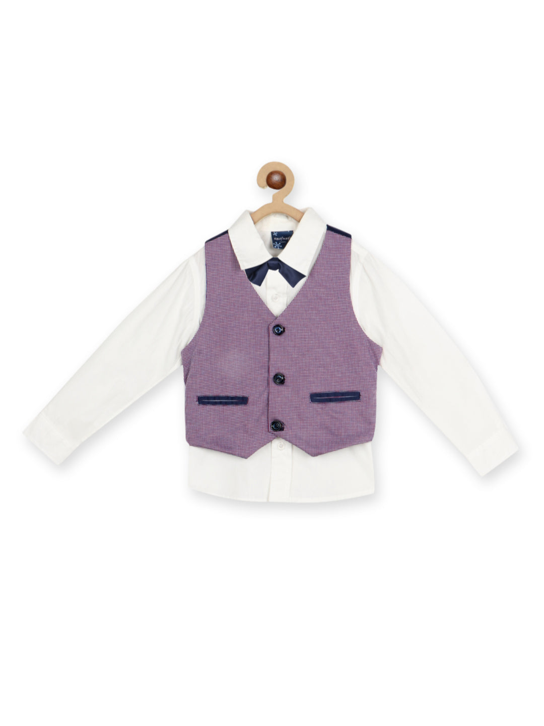 Nautinati Boys Self-Design Pure Cotton 4-Piece Single-Breasted Suit