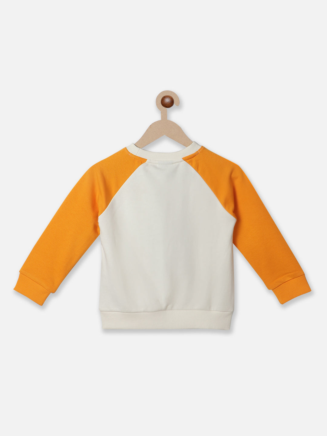 Nautinati Boys White-Orange Printed Long Sleeve PolyCotton Sweatshirt