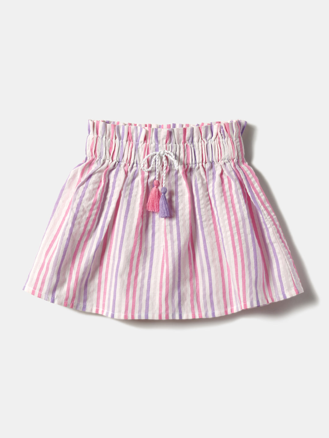 Nautinati Girls Stripes Sleeveless One Shoulder Top & Skirt Set