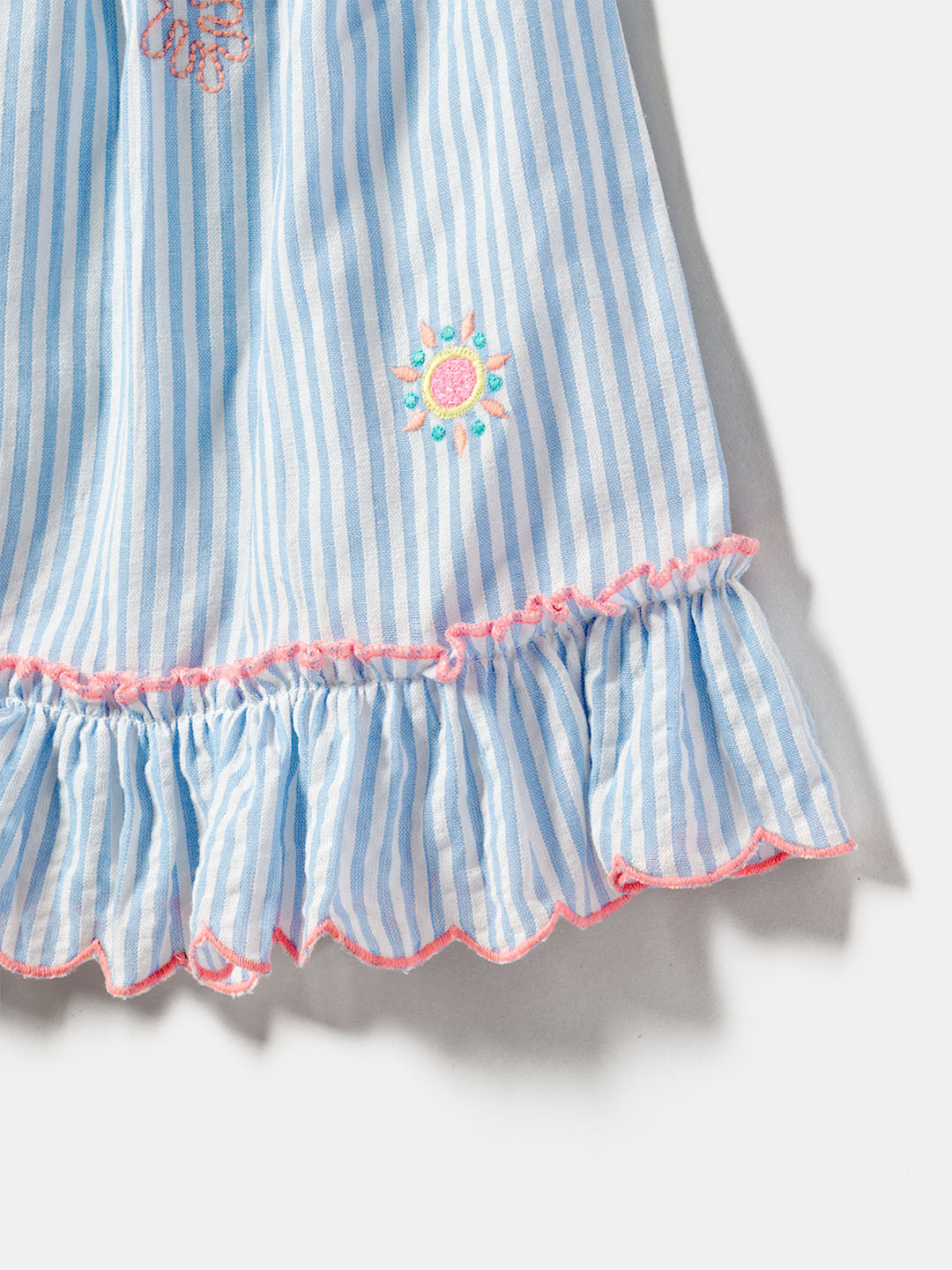 Nauti Nati Infant Girls Striped Shoulder Straps Smocked Pure Cotton A-Line Dress