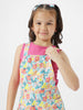 Girls Floral Printed Dungaree With Top