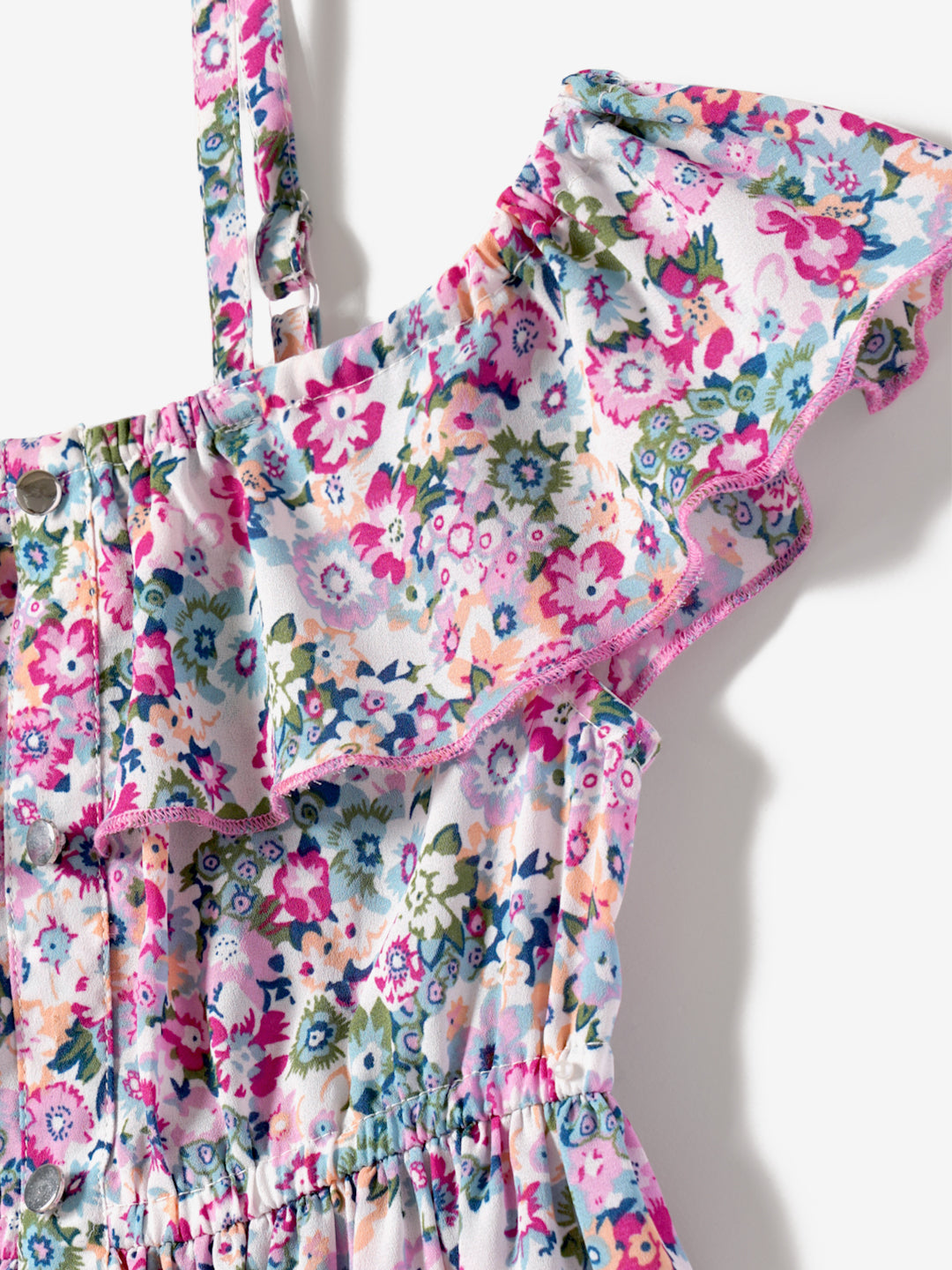 Nauti Nati Floral Print Cold-Shoulder Ruffled Crepe Fit  Flare Dress